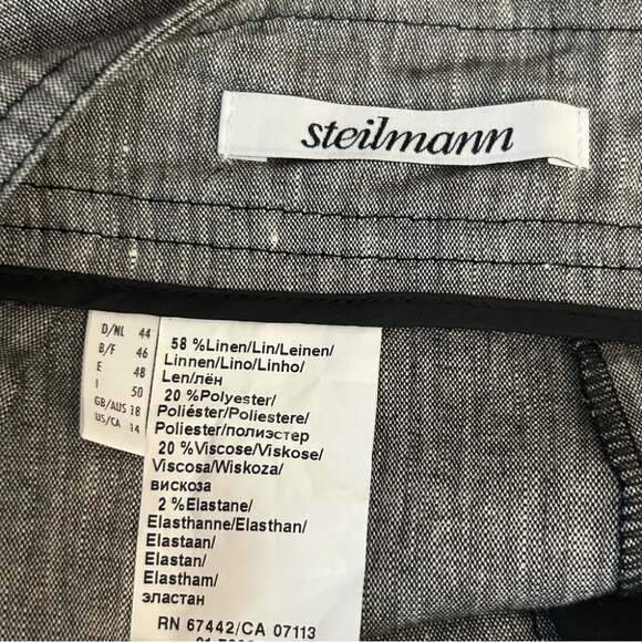 ❤️ Steilmann Black and White Linen Blend Trousers 14 - Picture 4 of 9